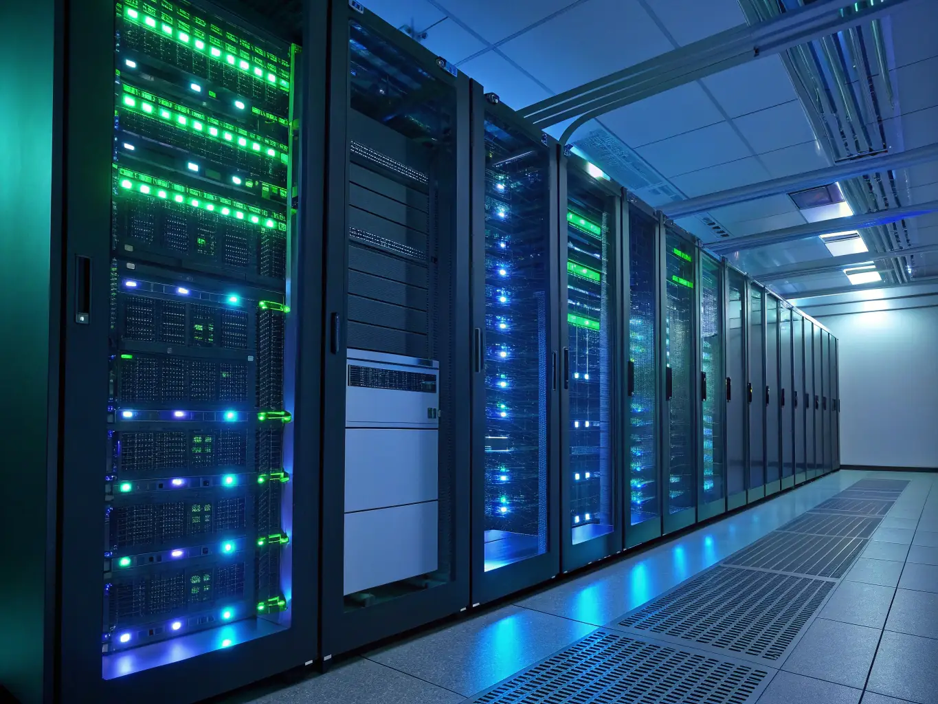 A visually striking image depicting a secure data center with multiple servers and network connections, emphasizing the security and reliability of CELINTECH's cloud infrastructure.