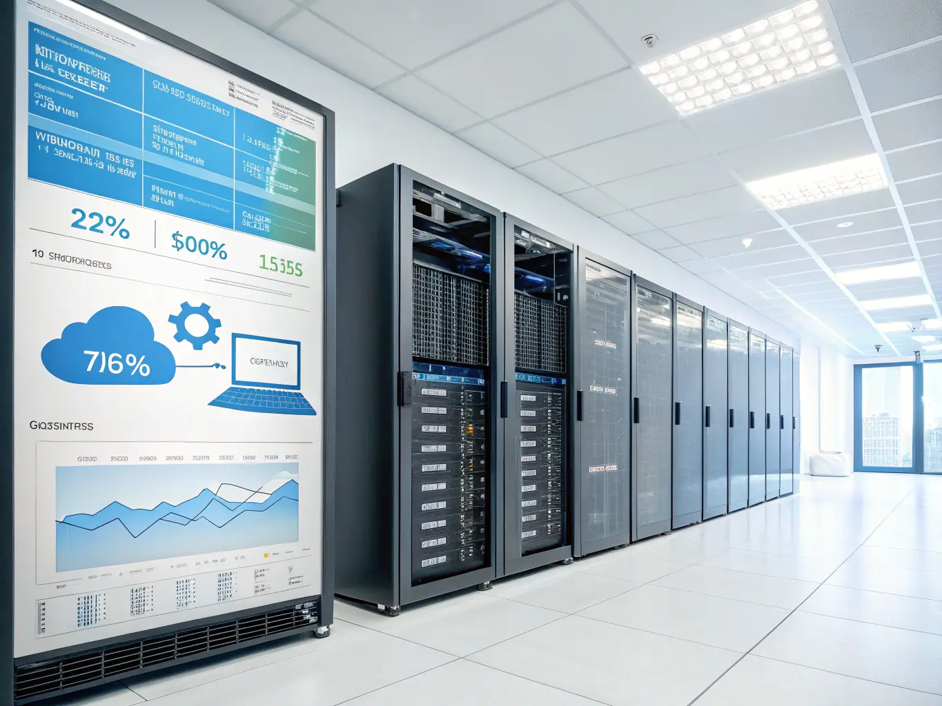 An image showcasing a dynamic and scalable cloud environment, illustrating the ability to easily adjust resources based on demand.