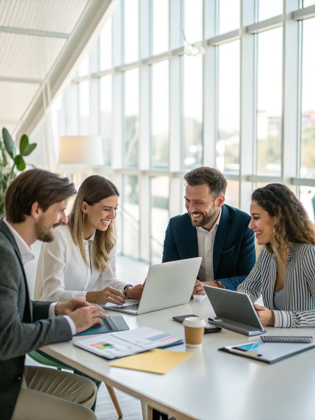 A professional team collaborating on a complex telecommunications project, showcasing expertise and teamwork.
