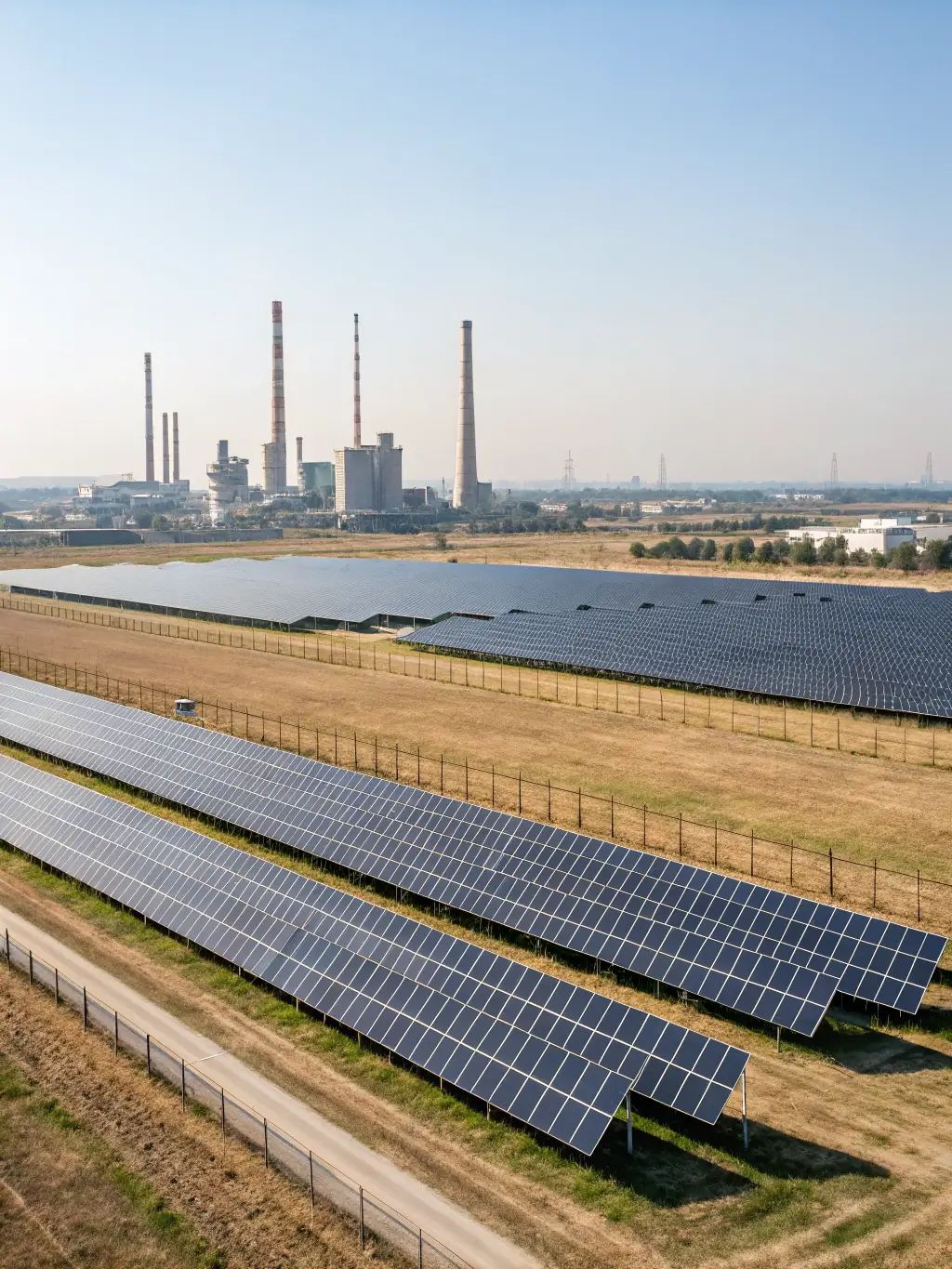 An image of a solar panel array connected to a power grid, illustrating REGINTEL & CelinTech's commitment to renewable energy and sustainable power solutions.